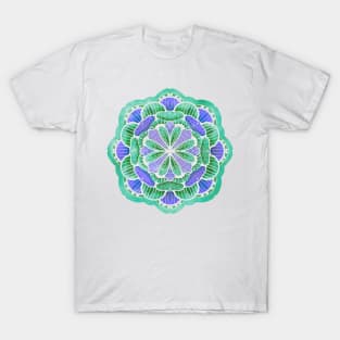 Colorful Mandala on Black T-Shirt